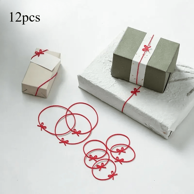 TEMU 12pcs Red Packaging Ribbons, Wedding Party Gift Decoration, Ribbon Ties, Rubber Bands