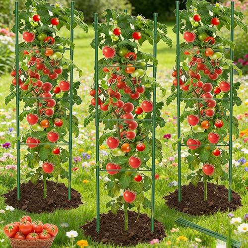 un juego de 8 soportes metálicos resistentes, ideales para plantas de jardín, equipados con un material a prueba de de 8 mm de grosor, tamaño , para soportar tomates, pepinos, uvas y enredaderas, fáciles de .