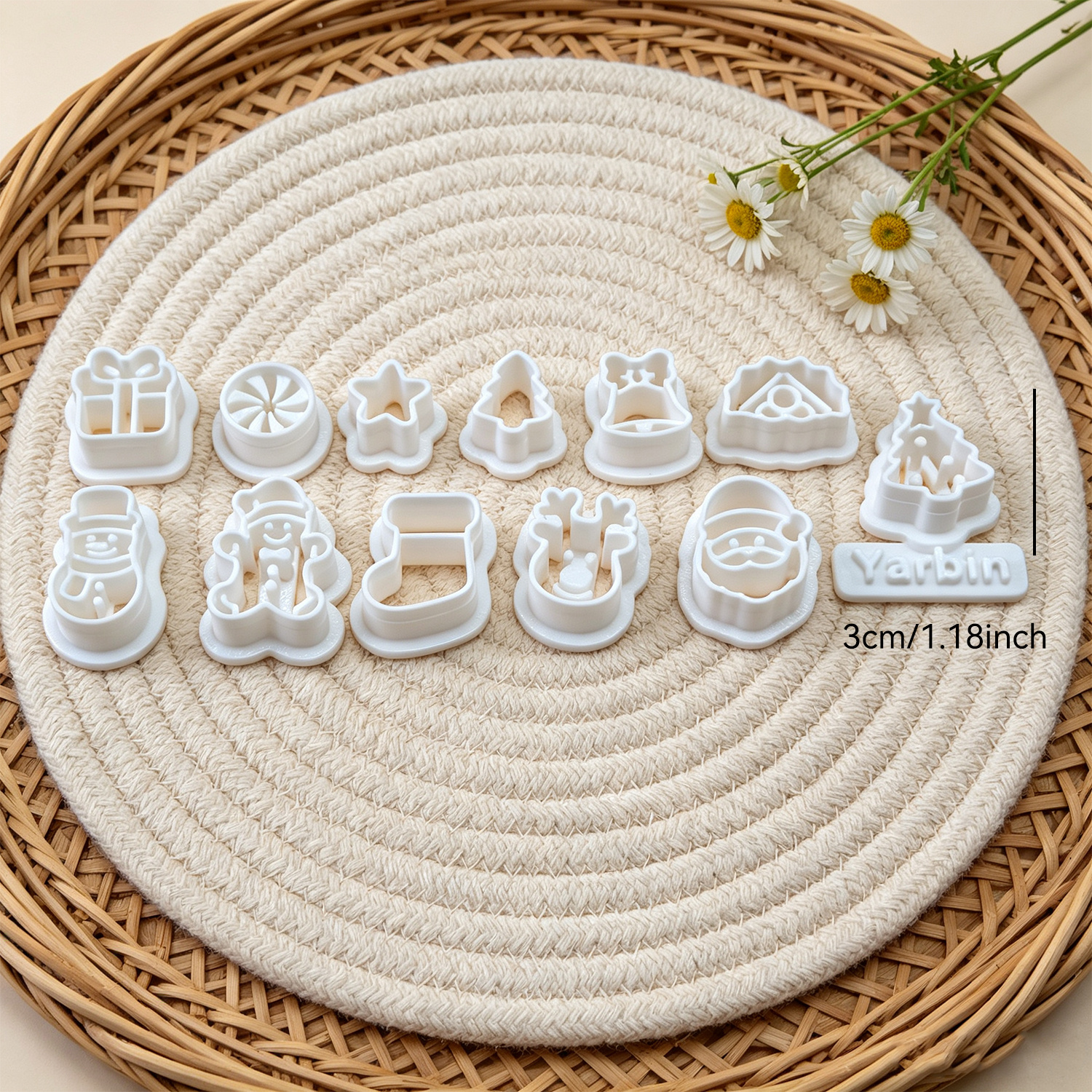 TEMU 13 piezas de cortadores de arcilla con temática de navideños, de regalo con , Papá Noel, reno, árbol de Navidad, hombre de jengibre, calcetín,