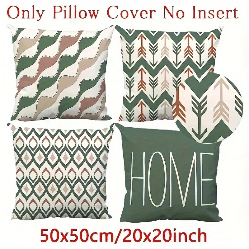 4pcs retro geometric pillow covers double sided 2d printed soft plush pillowcases with zipper closure machine washable multiple sizes 20x20in 50x50cm for living room bedroom sofa decor bedroom accessories   patterns durable fabric covers 2d flat Product details 4