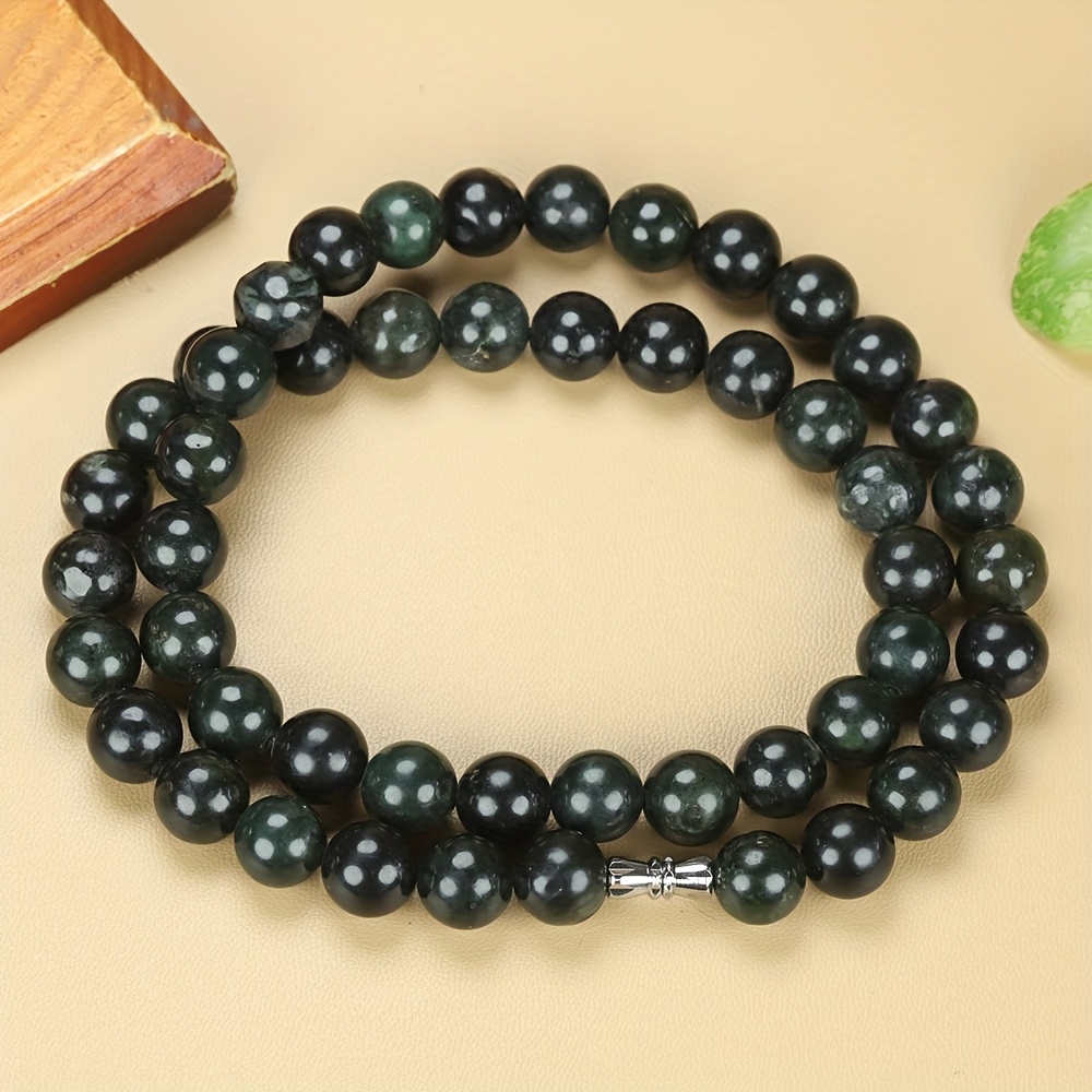 Classic Natural Stone Bead Necklace, Stylish Sweater Chain