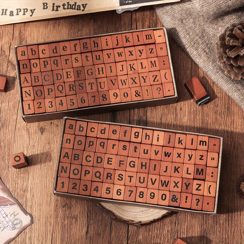 Lost Ocean Holzkiste Mit 70 Stempel – Alphabet, Zahlen, Buchstaben Aus Gummi & Holz, Für Scrapbooking & Karten