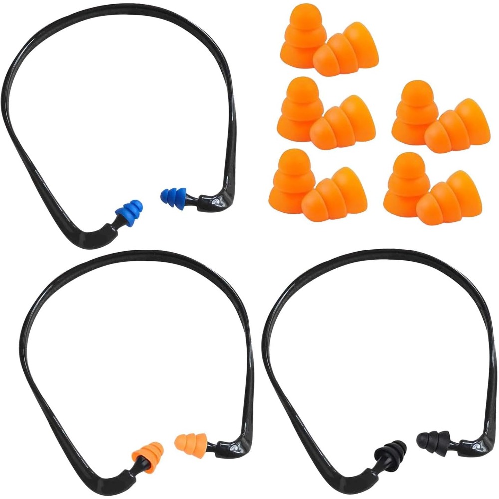 TEMU 3pcs Ear Plugs Fixed On Head And 5 Pairs Replacement, Reused And Are . Are Suitable For Sleep, Travel And Work. Soft And Flexible, Suitable For