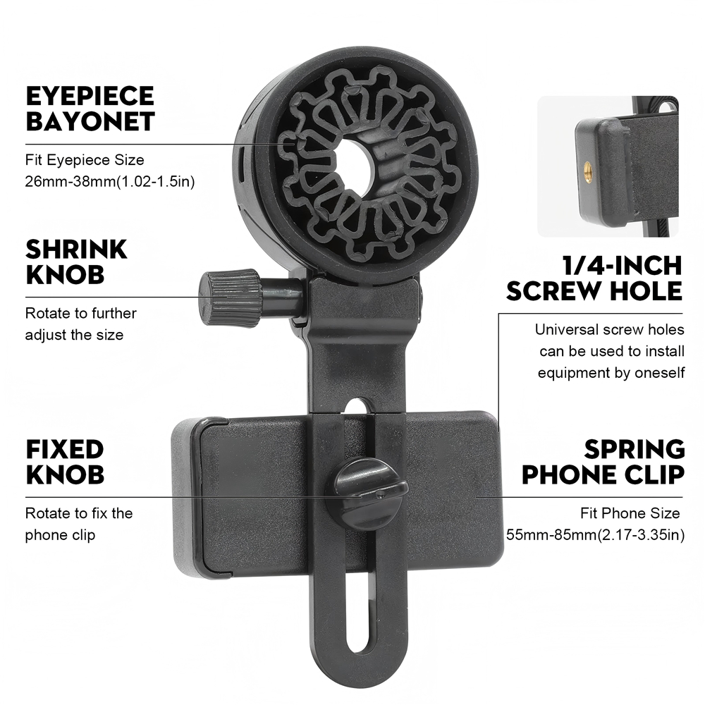 TEMU Universal Cell Phone Mount Phone Adapter For / Monocular/ Scope/ Telescope Photography