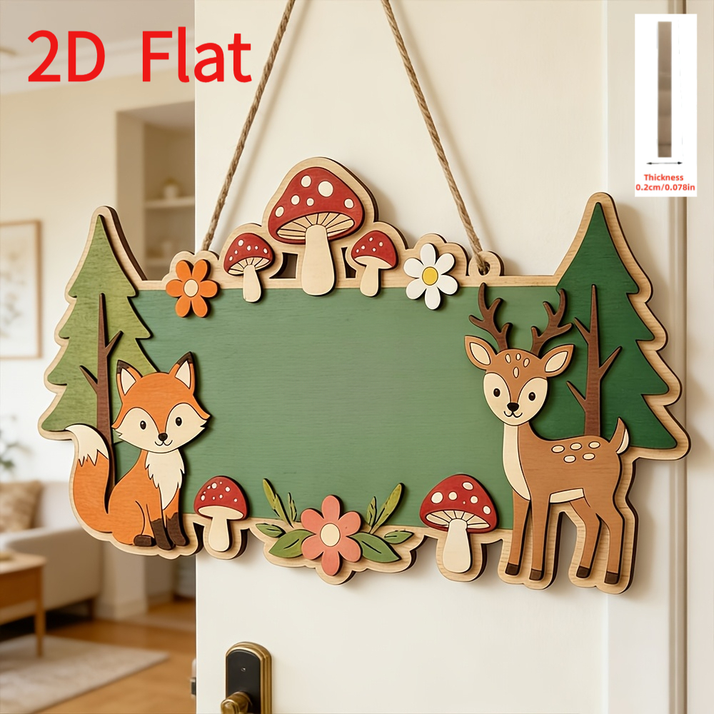 Wooden Forest Fox and Deer Themed Name Hanging Sign