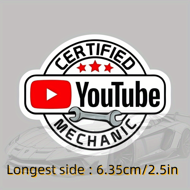 Humorous Stickers Youtube Mechanics – Durable Vinyl Decals For Toolboxes And Hard Hats, Ideal For Electricians And Garage Use