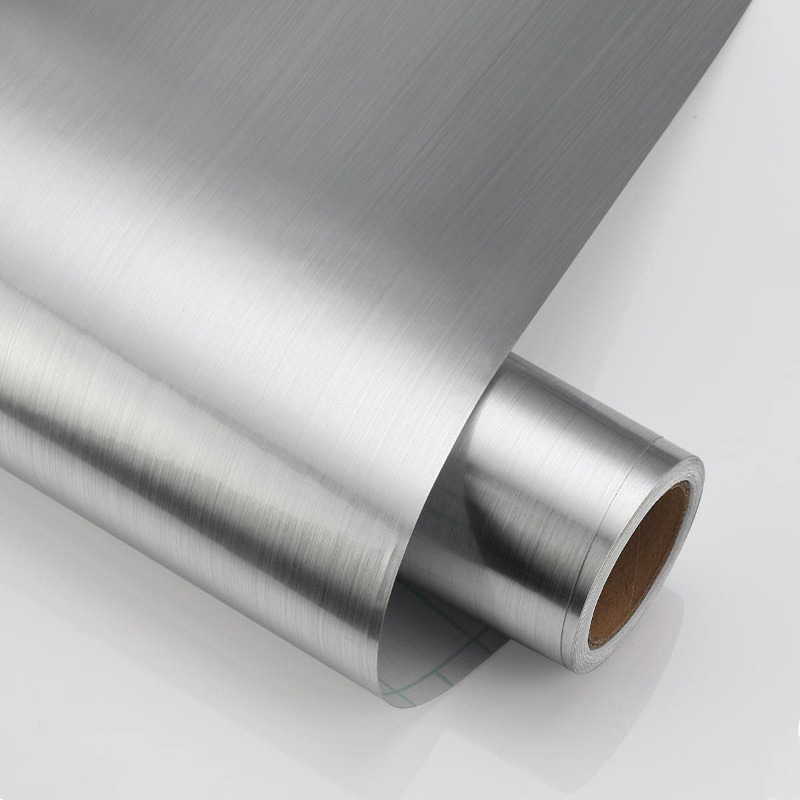 TEMU 1pc Metal Look Self-adhesive Film, Pvc Decorative Film, Kitchen Film For Fridge, Kitchen Cupboards, Adhesive Film Pvc Decorative Film Brushed