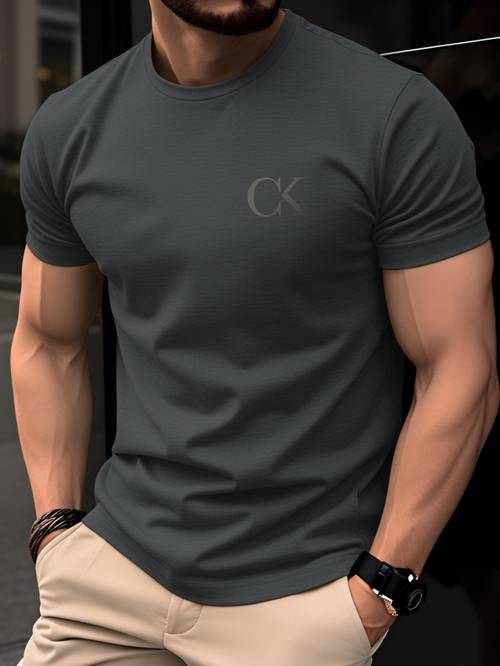 100 cotton mens t shirt summer short sleeve fit round ne casual versatile youth shirt with minimalist letter print