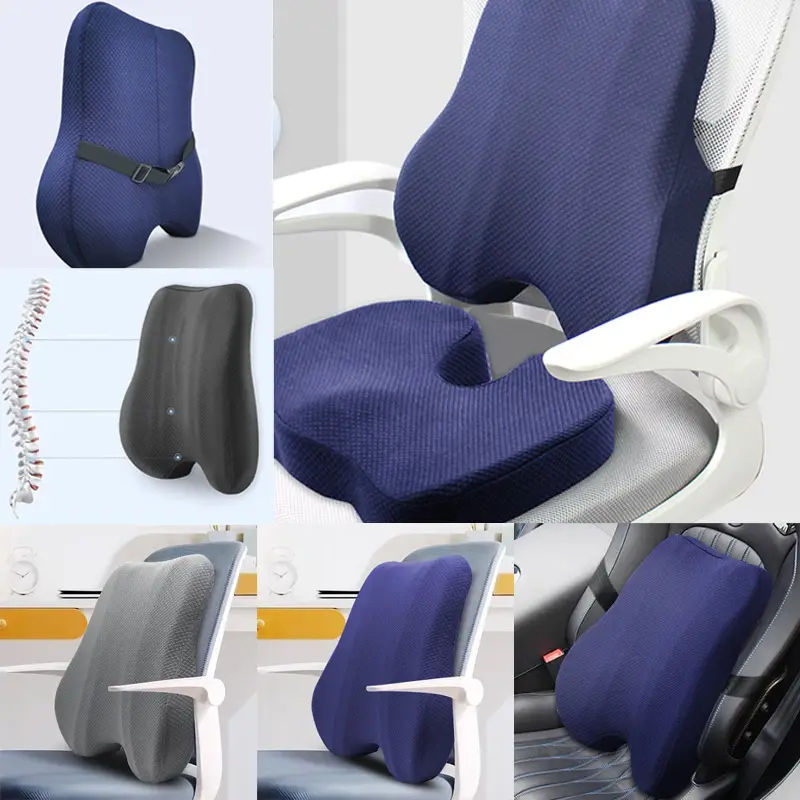 ergonomic lumbar support pillow with posture back cushion for office chair car seat gaming desk with adjustable strap lightweight portable for or gray lumbar cushion home seating durable construction remote workers Product details 5