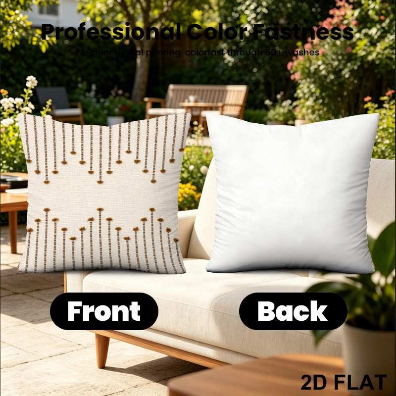 18x18 Inches Outdoor Patio Throw Pillow Cover, Delicate Vertical Striped Small Brown Motif Decorative Pillow Case, Great Spring Season Accent for Gardening, Perfect Housewarming & Holiday Gift for Family & Friend