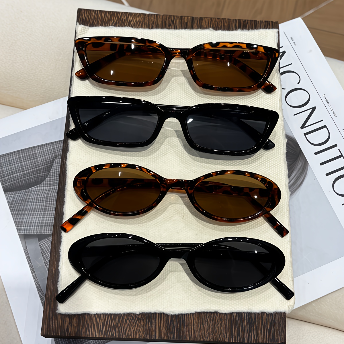 TEMU 4pcs -style Small Frame Glasses Suitable For Nose, Vintage Retro Eyewear With Small Frames & Lightweight Comfortable, For Casual Attire, For,