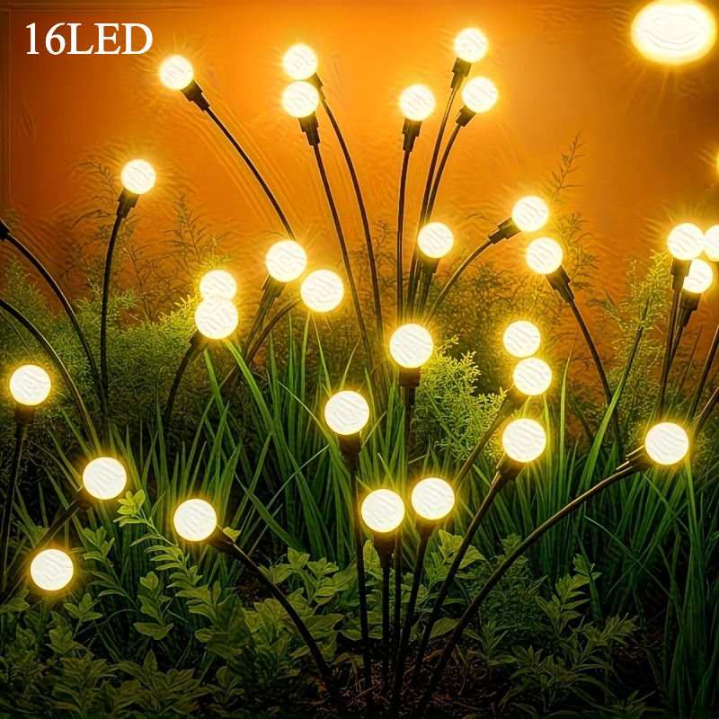 2pack Solar Firefly Smart Light 16led/20led, Like Through The Air, Diverse Colours, Suitable For Villa Gardens, Street Decorations, Party Decorations, Large , Smart Switch Ambient Light [warm/colour]