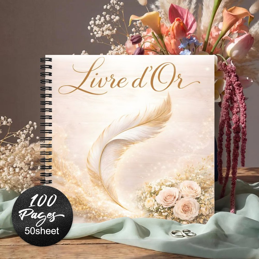 TEMU 1 pièce 'or français, 'or souvenir journal de souvenirs, parfait pour que signent d'une spéciale, décoration plume dorée champagne et pour