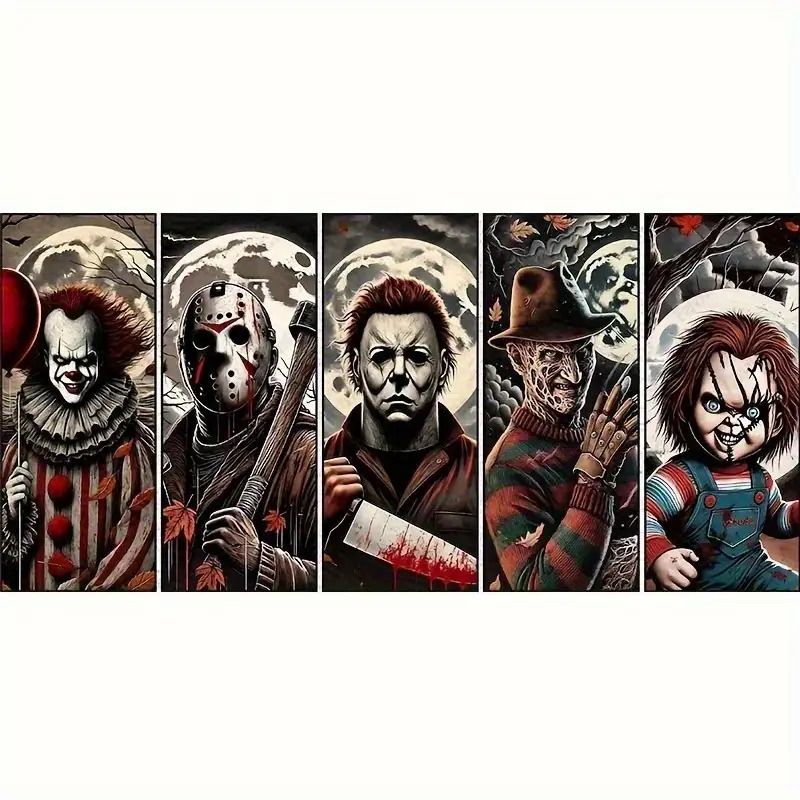 1pc large size 5d diy diamond painting kit   plastic diamonds suitable for beginners horror movie themed art wall decor for bedroom office living room 40x70cm 15 7x27 5in frameless diamond painting set   for family