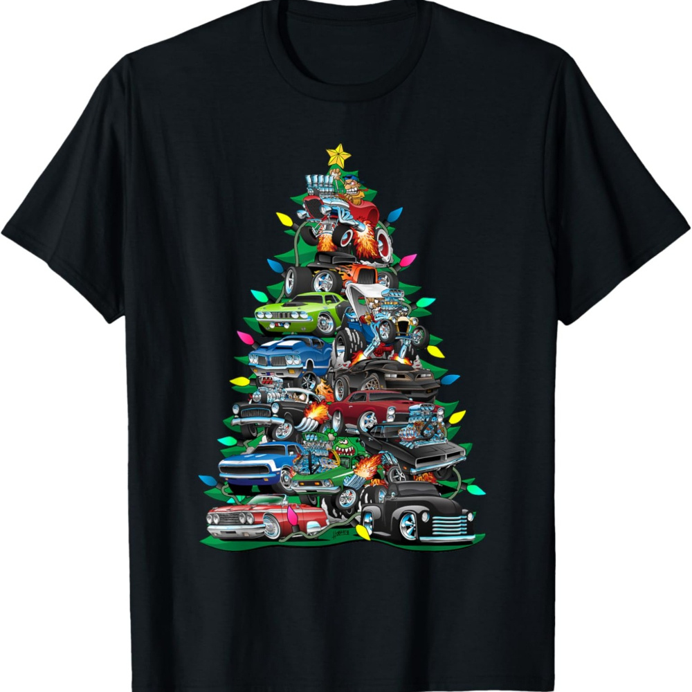 

Car Christmas Tree Printed T-, And T- Summer, -sleeved Top For