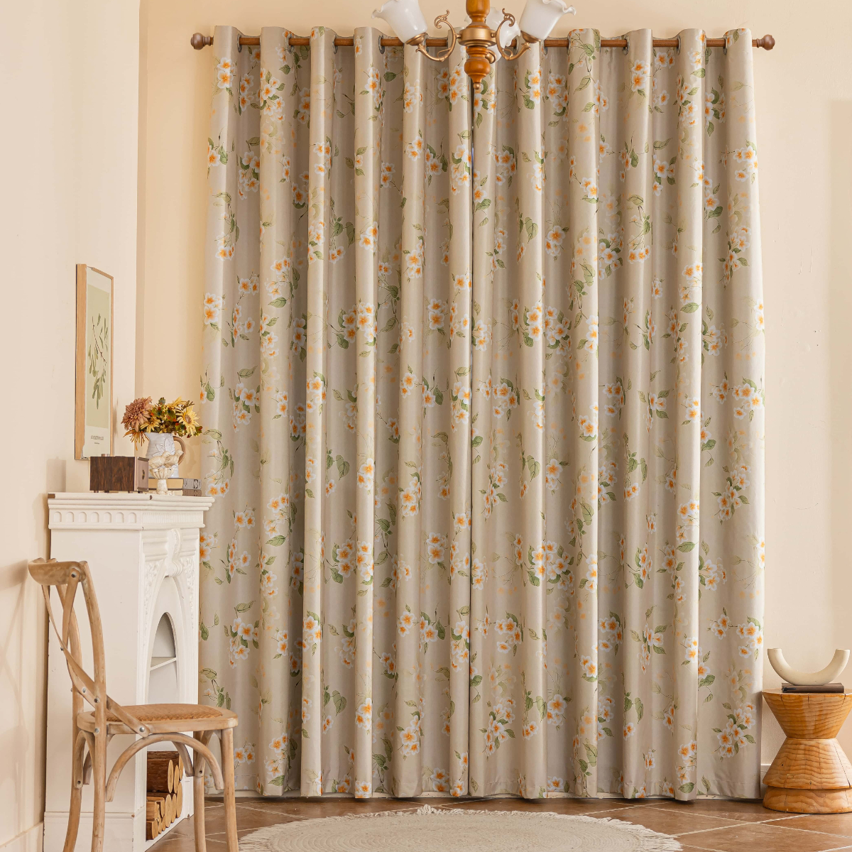1 Panel Blackout Thermal Insulating Curtain Elegant Yellow