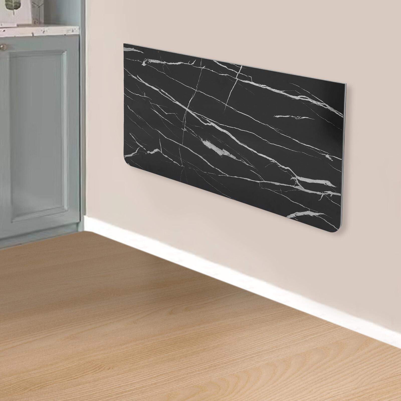 Image of 31.5x15.75in Folding Table, Black Wall-mounted Folding Table, 0.63in Thickness Wall Table