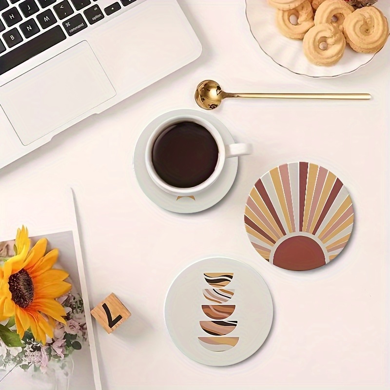 TEMU 6 posavasos de madera estilo bohemio encantador - Perfectos para tazas de café y té, adornos decorativos para el hogar y de comidas, regalos