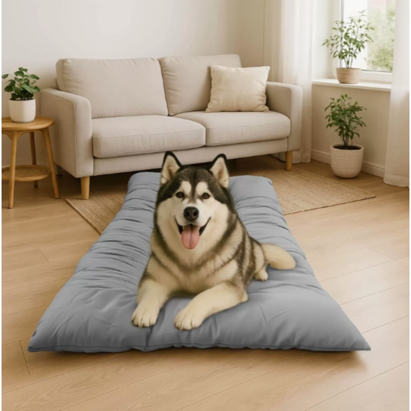 TEMU Grey/blue Dog Sofa Bed For Large Dogs, Thickened Filling For Comfortable Support, Non-slip Bottom Design Suitable For Wooden Floors, Ideal For