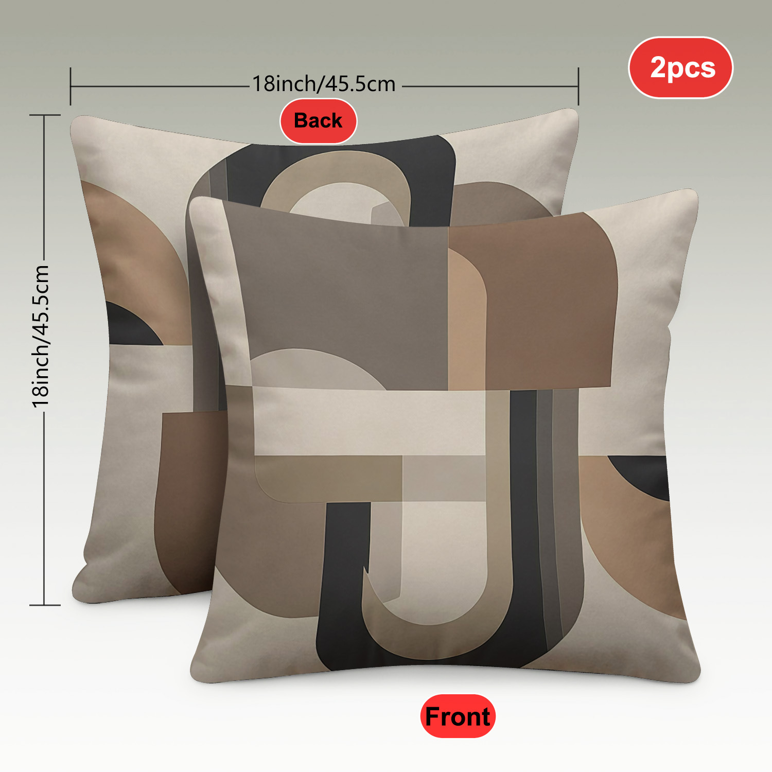 TEMU 2pcs Set Geometric Color Block Throw Pillow, Modern Minimalist European And Fashion Item, Double-sided Printed Pillowcase 18in*18in For Bedroom,