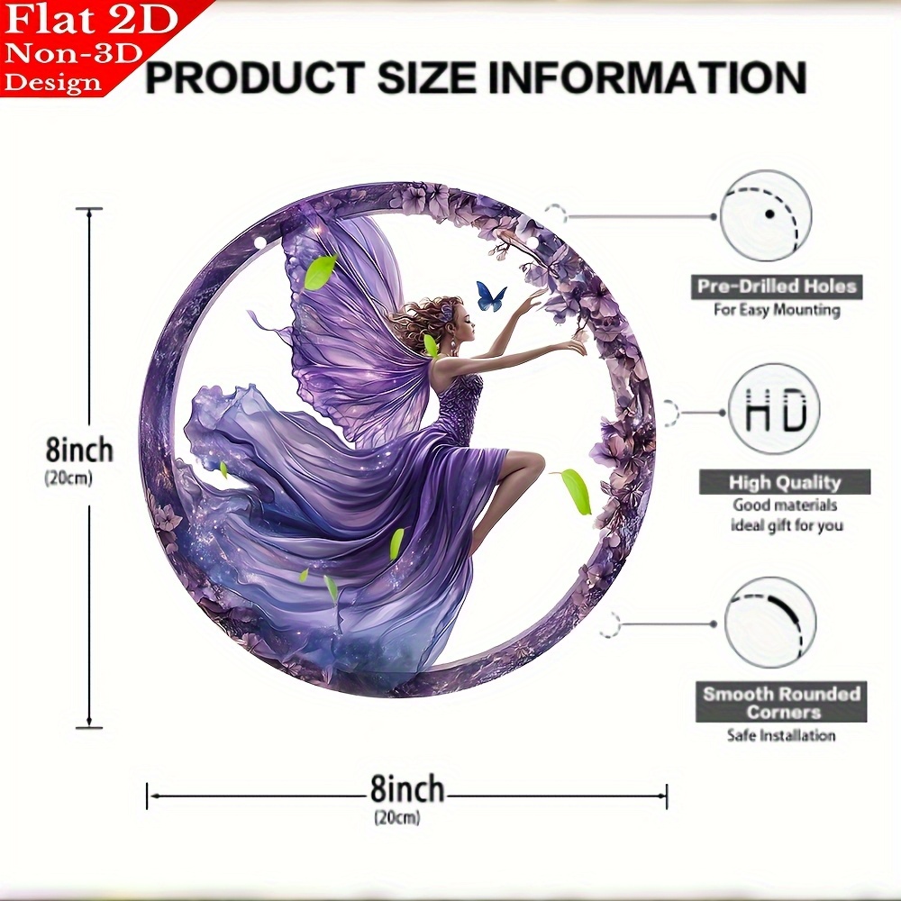 TEMU 2d Flat - Sun Catcher, Acrylic Colored Sun Catcher, Transparent Double-sided High-definition Printing 2d Flat, Retro Purple Fairy And Stained