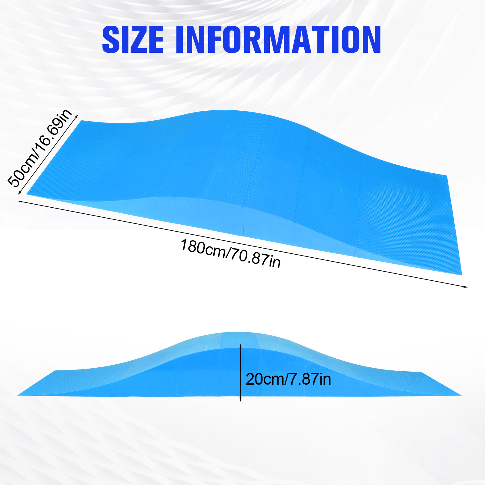 heavy duty skate ramp track suitable for bike ramps skateboarding 70 inch long wavy   half with ramp 330lbs weight capacity for gym park use blue