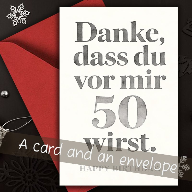 TEMU 1pc Greeting Card And Envelope, Funny German 50th Birthday Card With Envelope, 1pc Ideal For Congratulating Any Occasion Invitations Birthday
