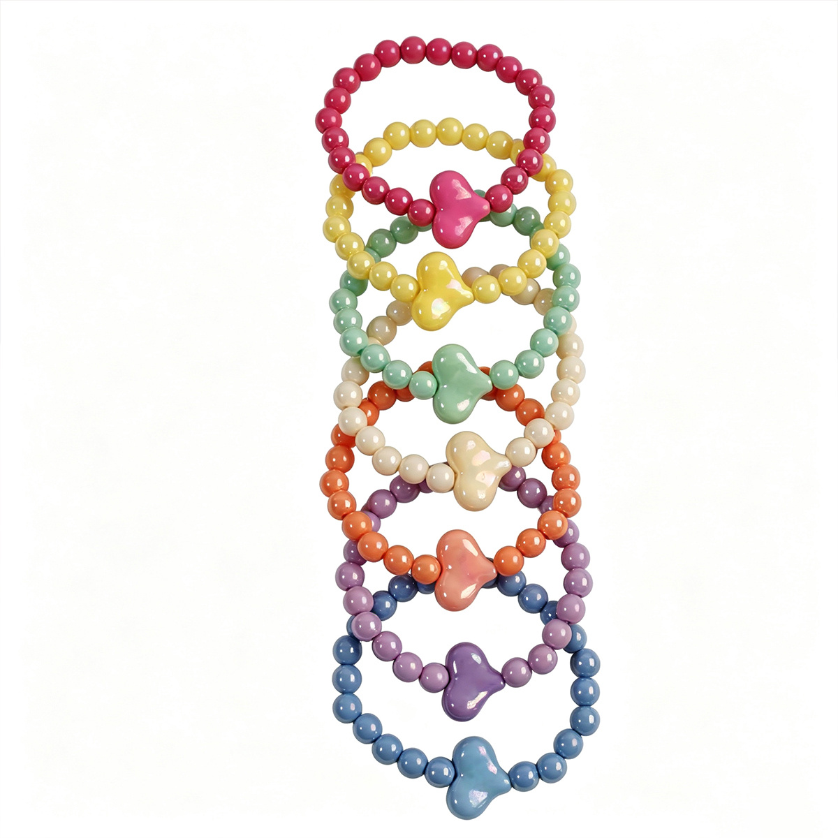 7pc Bohemian Heart Stretch Beaded Bracelet Set for Women