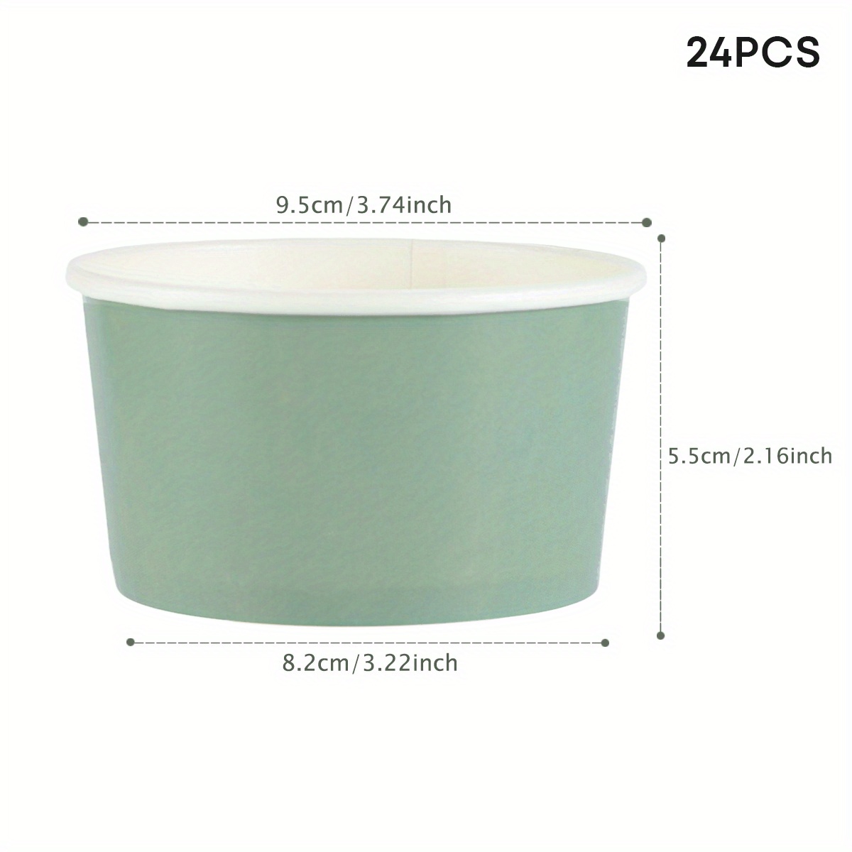 Image of 10/24pcs, Sage Cream Cups, Ice Cream Cups, Disposable Party Supplies, Cake Cups, Ice Cream Paper Bowls, Popcorn Cups, Suitable For Parties, Movie Theaters, Weddings, Bbqs, Picnics