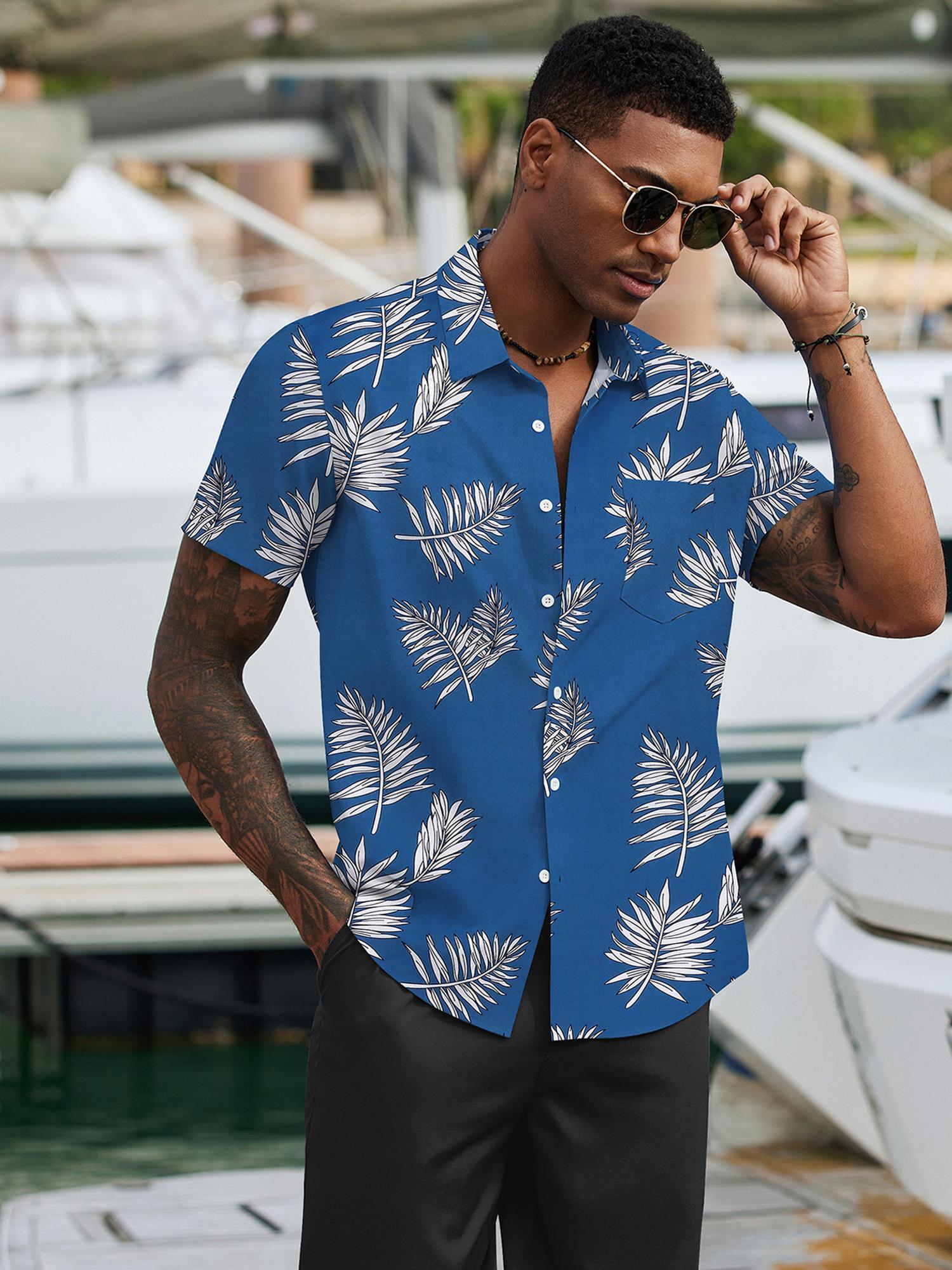 mens 2pcs summer beach outfits tropical short sleeve button - Temu