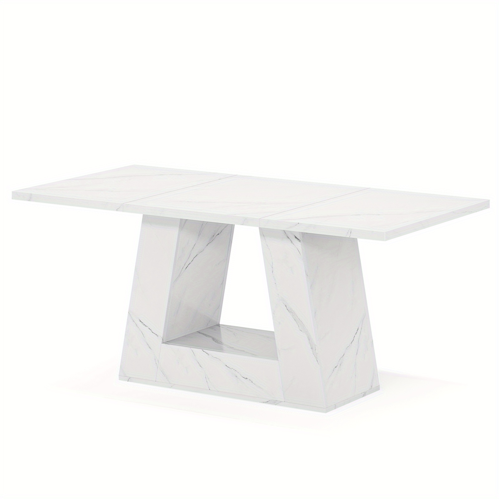White Dining Table - Heavy-duty Non-wooden Structure, Easy To Assemble, Suitable For Kitchen, Dining Room, Living Room - Modern Style Decoration Center, , Retro Style