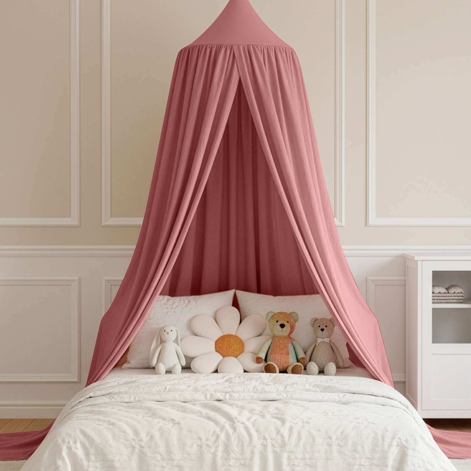 Canopy Bed With Net, Hammock, And Reading Nook In Soft Pastel Tones, Including Stand - Perfect For Room Decoration