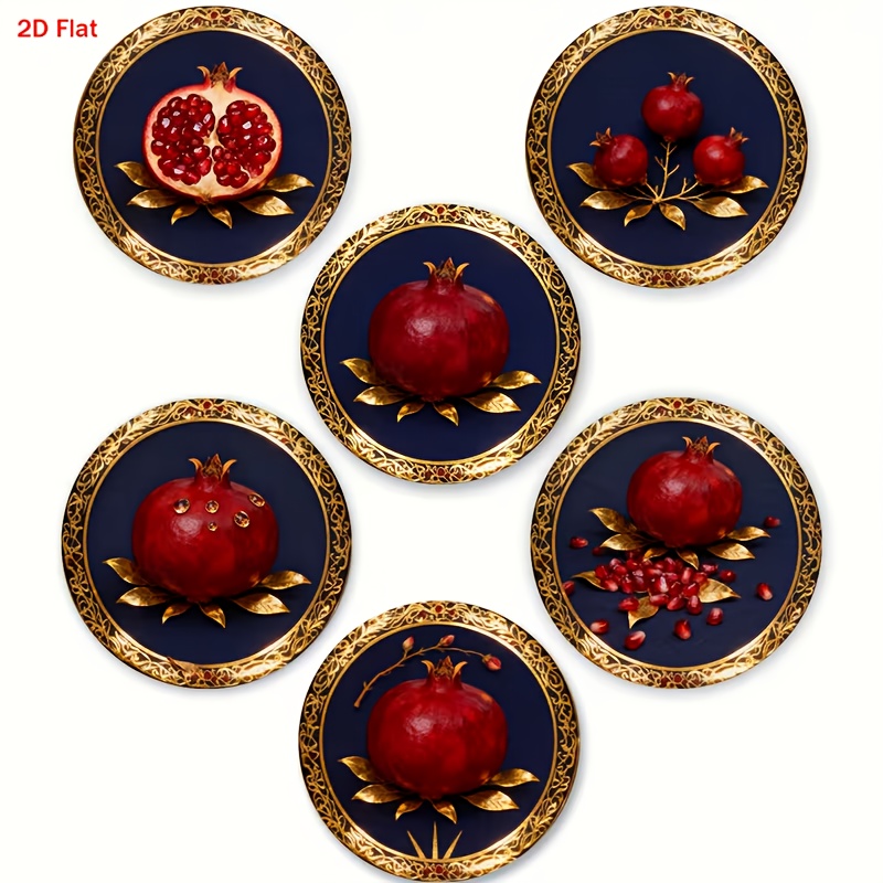 TEMU Plat 2D, 6 pièces, Sous-verres en bois à motif , Convient pour les réunions de famille, cafés, bureaux, toutes occasions, décoration de , cadeau