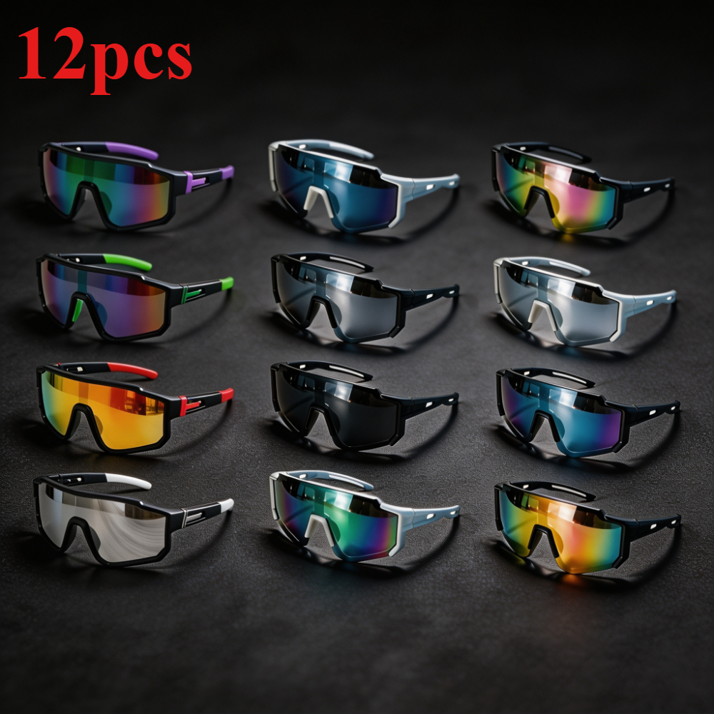 TEMU 12-pack Pack Fashion Glasses Suitable For , Unisex Sports Eyewear With Tinting (no Accessories), For Cycling, Running, Driving, Fitness, Travel,