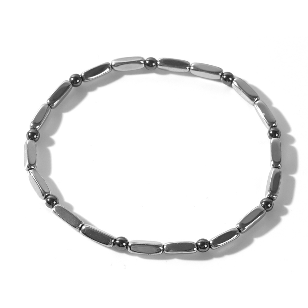 TEMU 1pc Men's Beaded Bracelet, Silvery Beaded Design, Minimalist Industrial Style Men's Trendy Accessory, Versatile Daily Wear