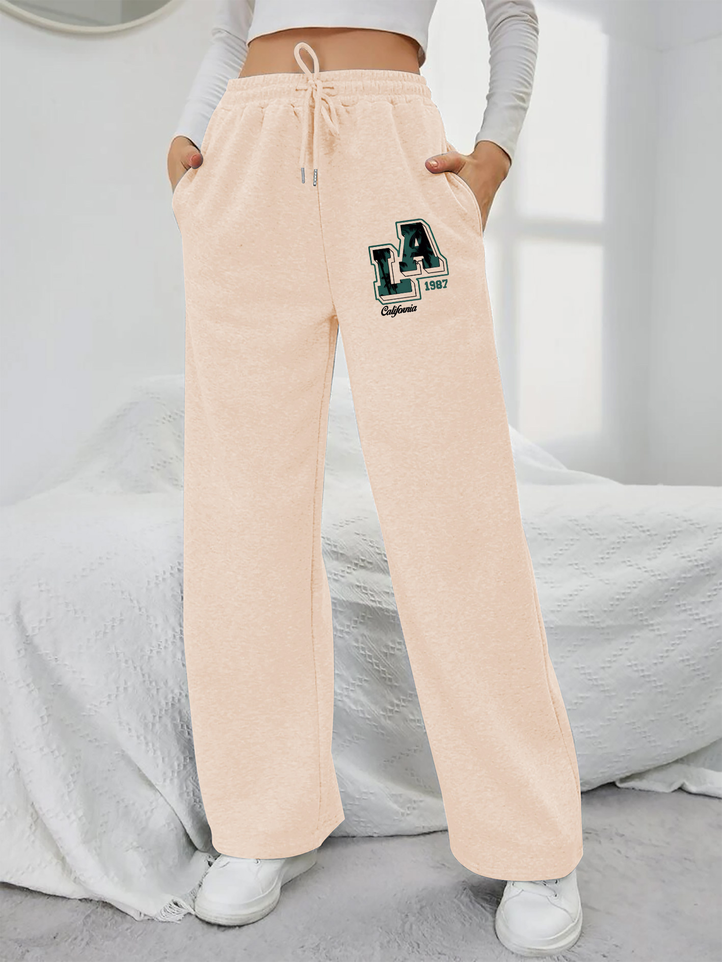 women's stylish straight leg pants printed design sweatpants