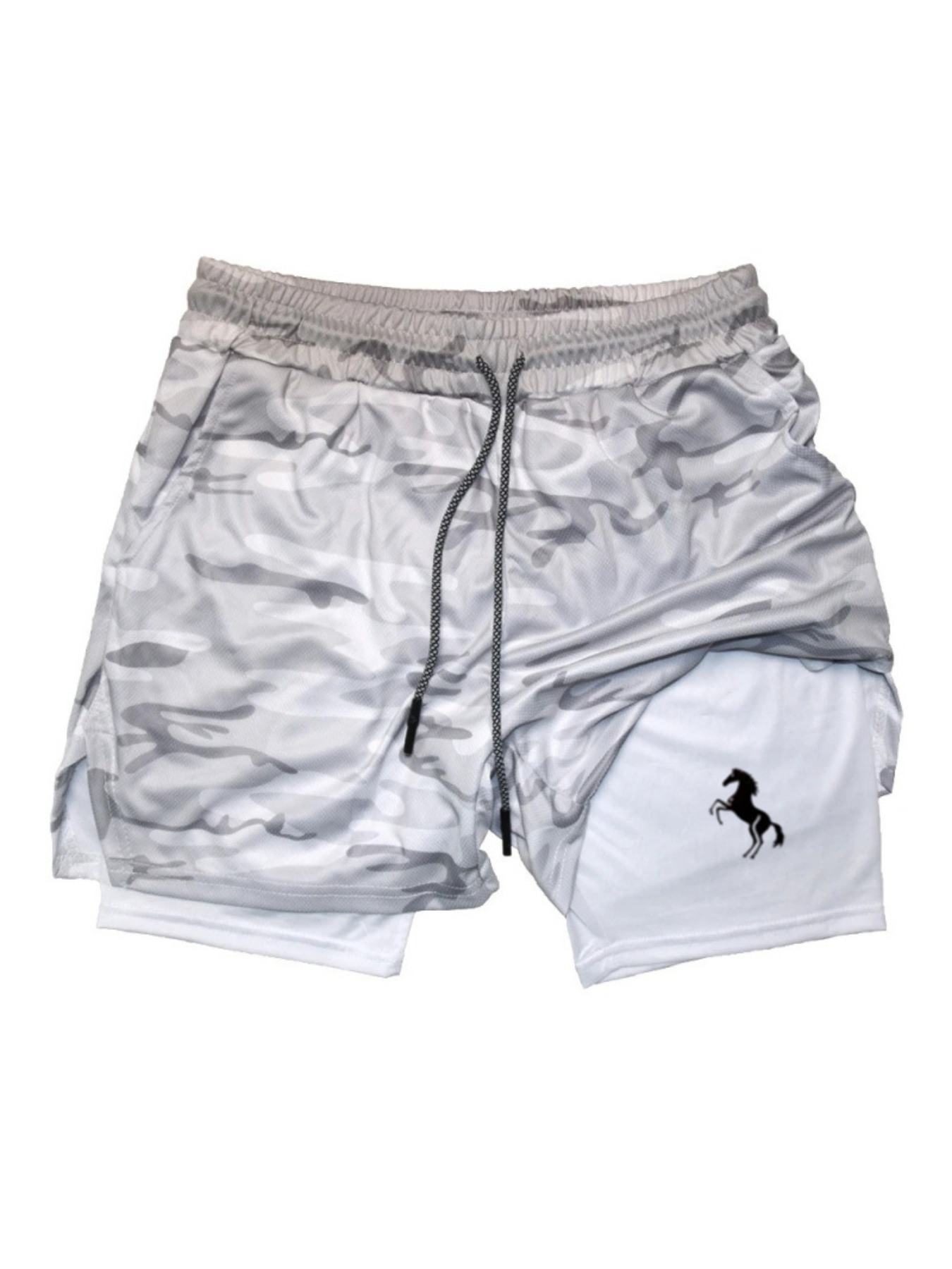 Men'S Running Shorts | Regular Fit, Slight Stretch Fabric, Print Pattern, Drawstring Detail | Suitable For Sports, Training, Hiking & Outdoor Activities In Summer