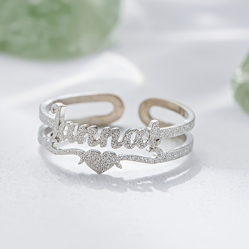 

Elegant Adjustable Stainless Steel Ring With Sparkling Personalized Name And - Perfect Gift For Mom, Girlfriend, Or , Ring Box Gift