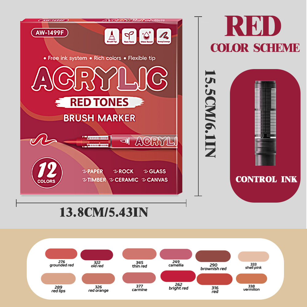 TEMU 12 Colors Straight Liquid Marker Set, Combination, Quick Drying No Bleeding, Perfect For Layering Coloring Graffiti And Basic Drawing