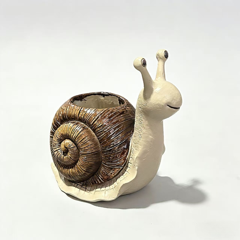 E-shop Verspielte Schneckenförmige Pflanzgefäß aus Kunstharz, rustikaler dekorativer Blumentopf für kleine Pflanzen, Sukkulenten, Kaktusse, Boho Home