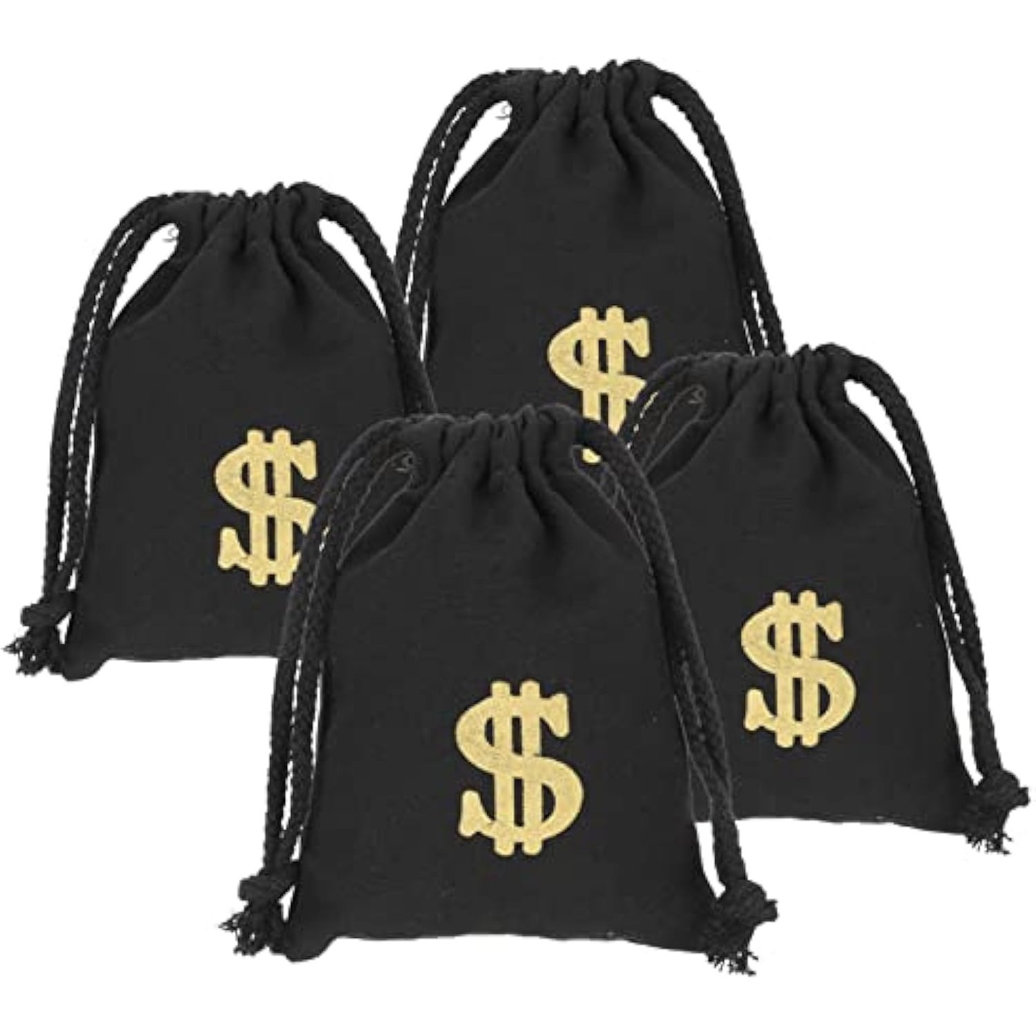 

2/4pcs Dollar Sign Canvas Drawstring Bags - Jewelry, Cosplay & Party Favors