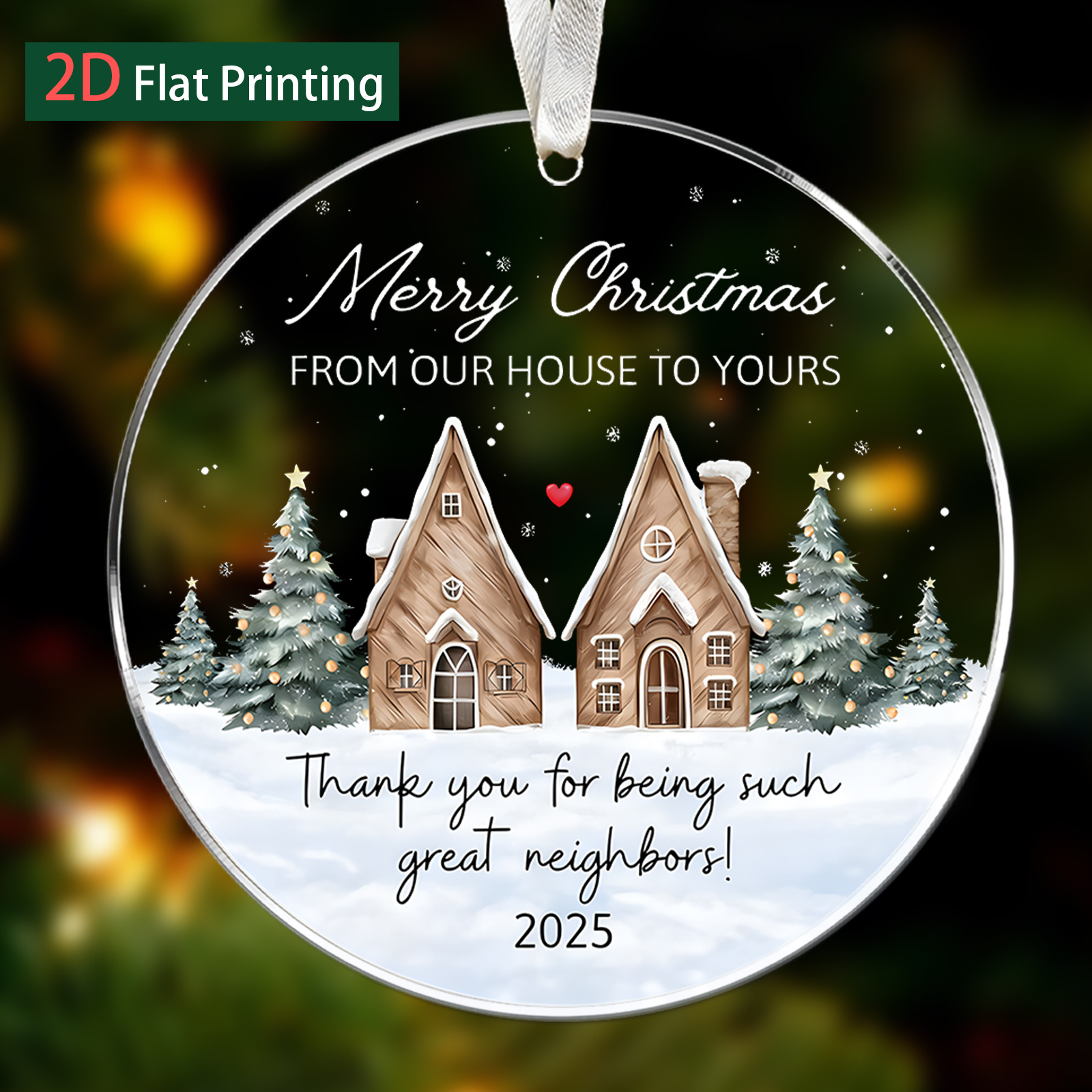 TEMU 2d Flat 1pc Merry Christmas Thank You For Being A Wonderful Neighbor Christmas Gifts Acrylic Hanging Ornament - Neighbor Acrylic Pendant Gifts,