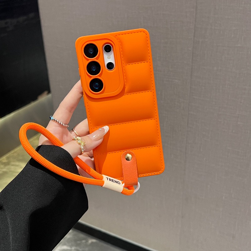 TEMU Phone Case - Exquisite And Fashionable Down Jacket Design Phone Case With Adjustable Lanyard, Full Coverage, And Drop Protection For Galaxy S21