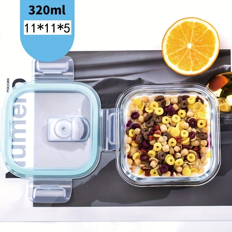 1 3pcs thickened glass lunch box 10 82oz microwave safe rectangular with pink lid for students office workers home use freshness preservation heat preservation Product details 3
