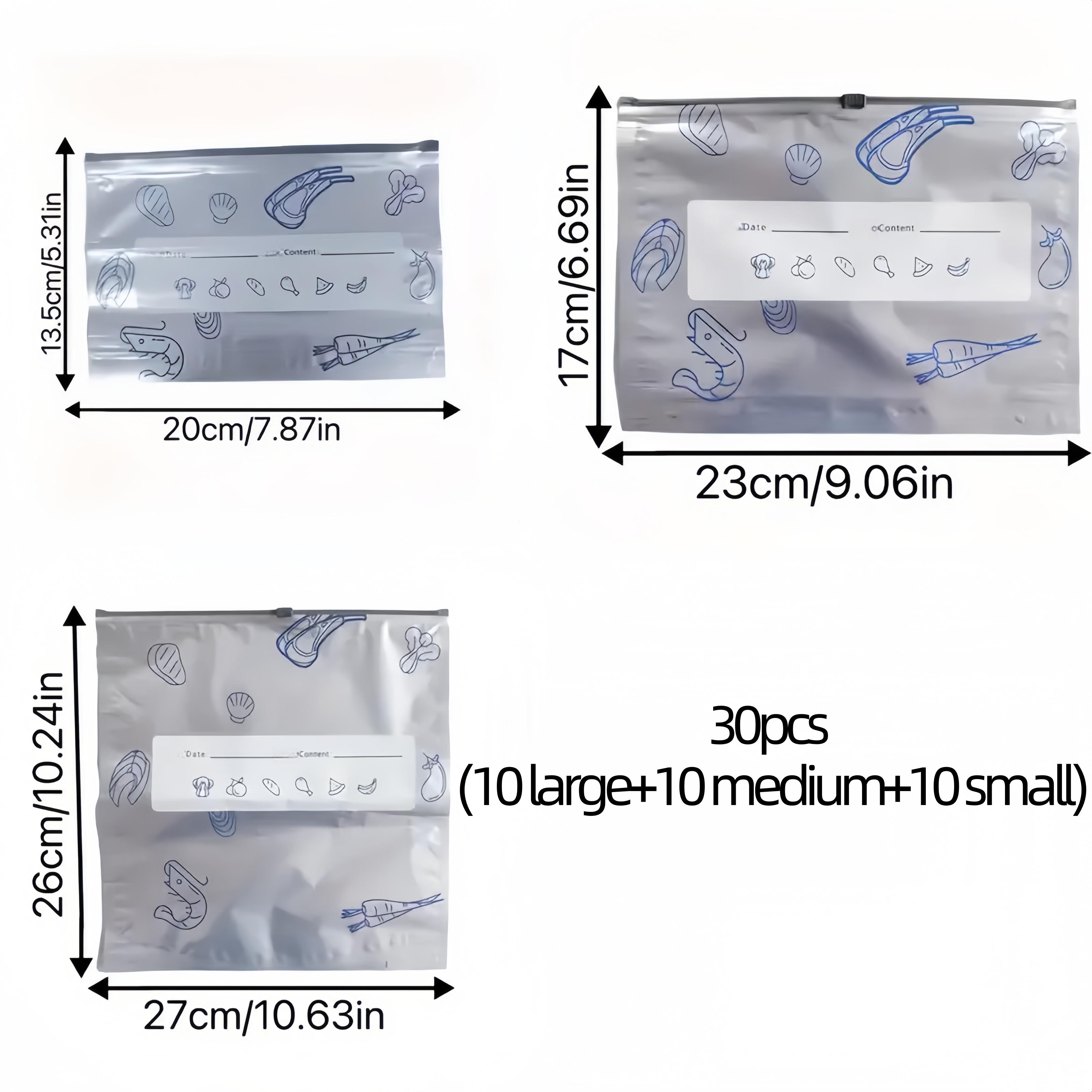 TEMU 30pcs (10 Large+10 Medium+10 Small) Reusable Aluminum Foil Sealed Storage Bags, Reusable Vacuum Zipper Bags For Food, Vertical Aluminum Foil