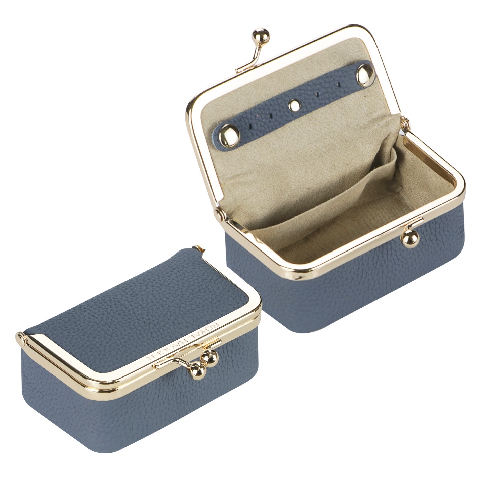 Royal Bagger Genuine Mini Jewelry Box For Women, Organizer Case For Rings, Necklaces And Earrings With Kiss Lock Coin Purse 3203