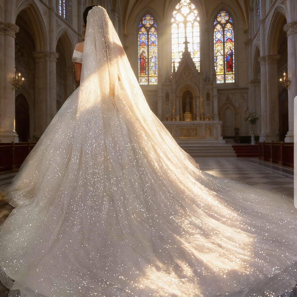 slim fit dress slacks Glitter Tulle Sweetheart Wedding Dress with Straps main image 0