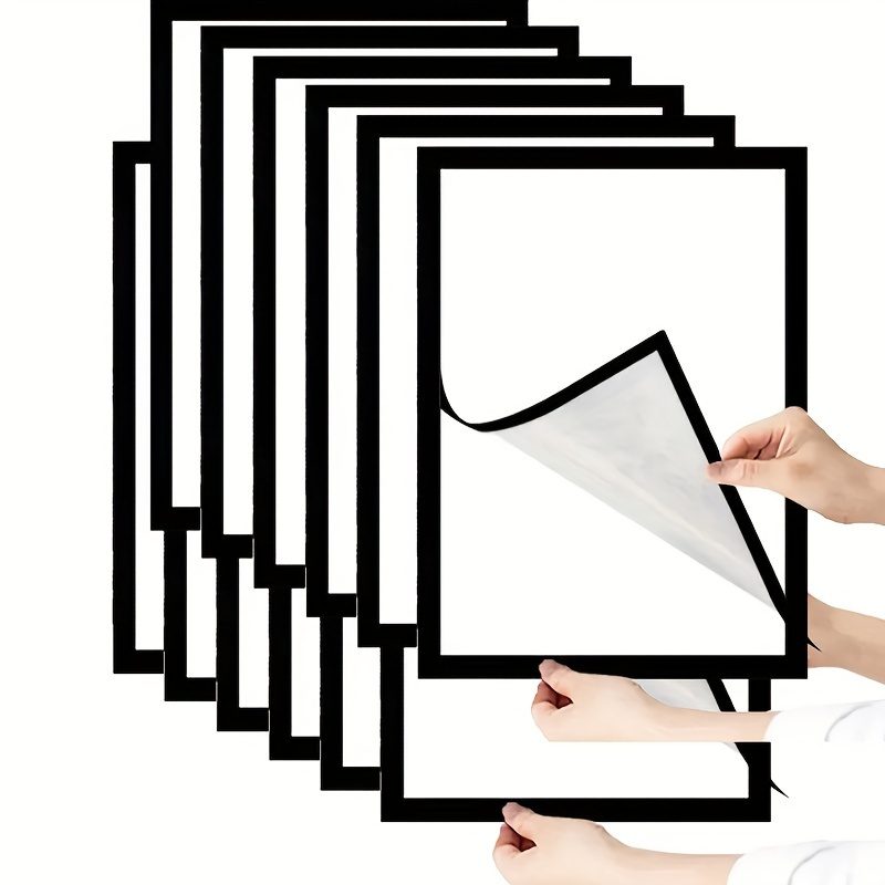 TEMU 10pcs A4 Size Photo Frame Set - Magnetic Wall-mounted Frames, Front-opening Design, Clear Display, Suitable For Artwork, Doodles, Certificates,