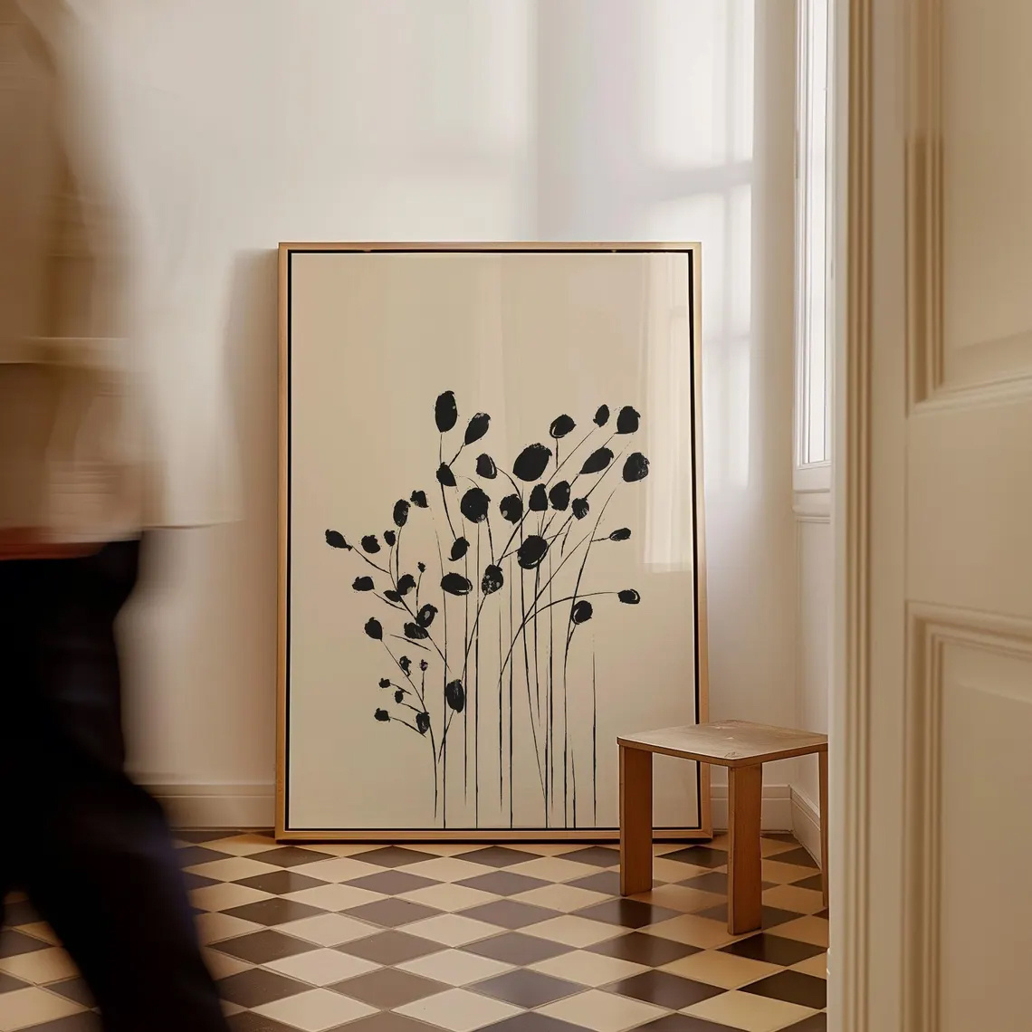 TEMU Decorazione Murale 2D, Poster Retro, Pitture Minimaliste su Tela con Giapponese , Stampe di Linee Giapponesi - Decorazione Minimalista, Adatta