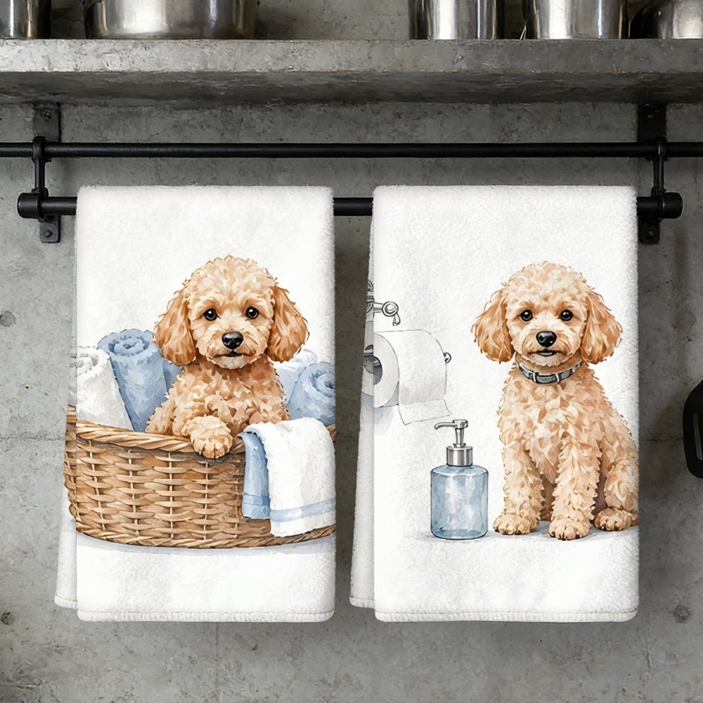 TEMU 2pcs Kitchen Towels, Soft Absorbent Microfiber Tea Towels, Decorative Housewarming/birthday Gifts For Mom, , Neighbors, Poodle Dog Decorative